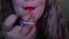 Play Curvy Blonde Teen Smokes Cigarette and Paints Her Luscious Lips Red